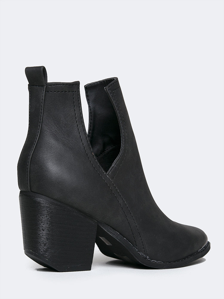 Side Cutout Metal Tip Ankle Boot