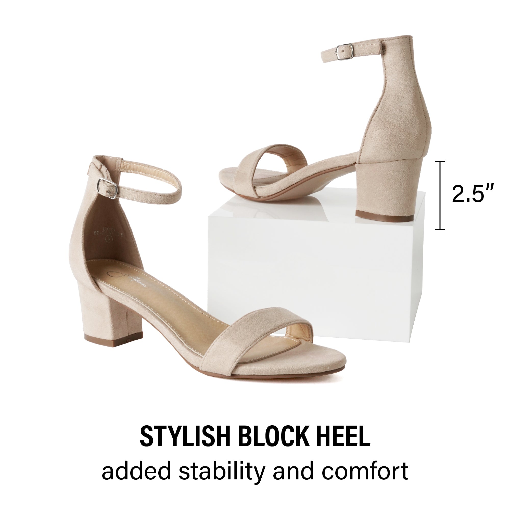 Ankle Strap Low Block Heels