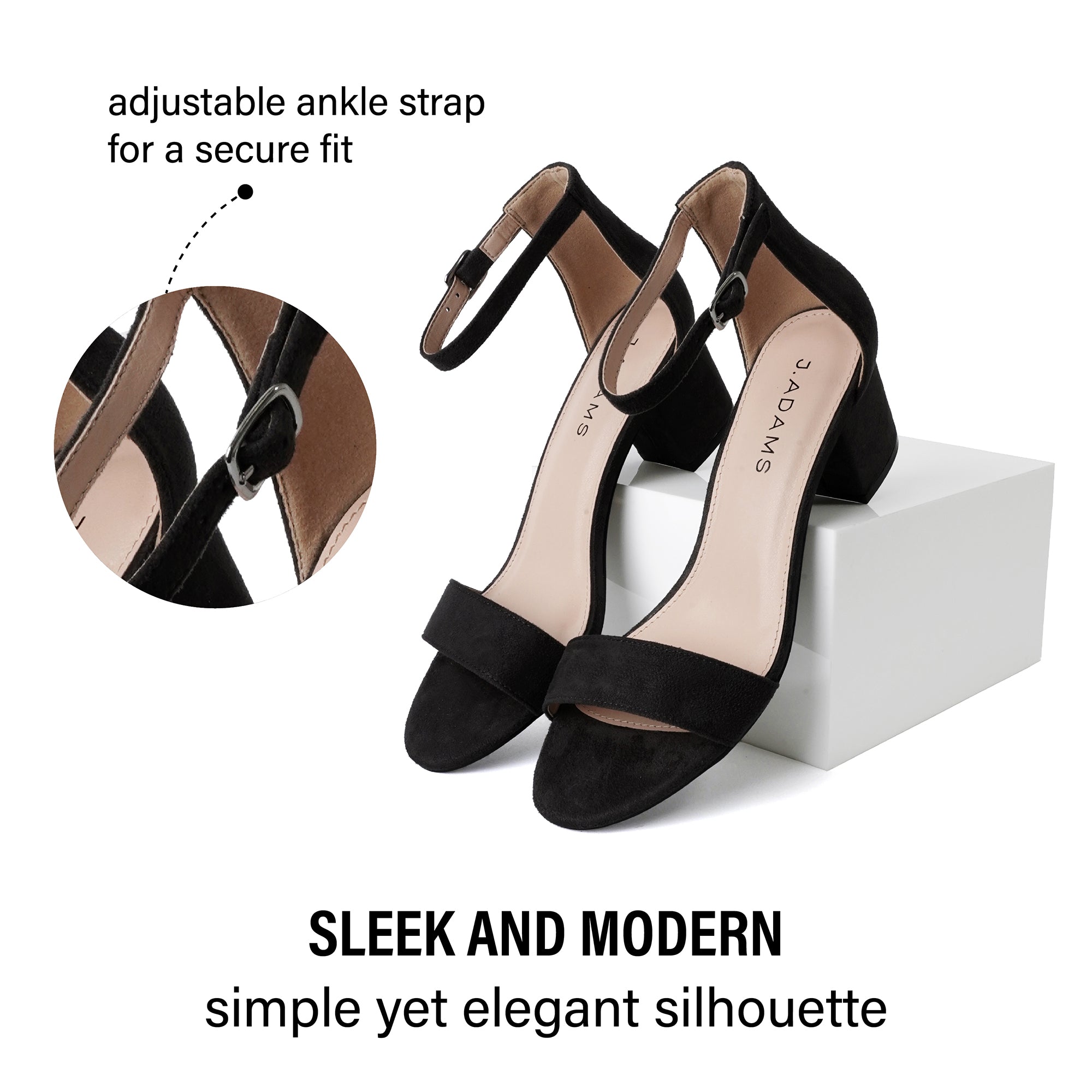 Ankle Strap Low Block Heels