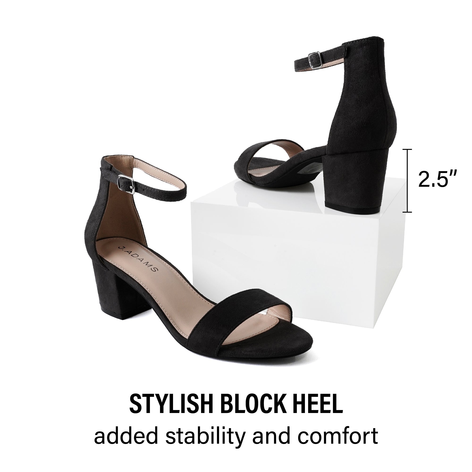 Ankle Strap Low Block Heels