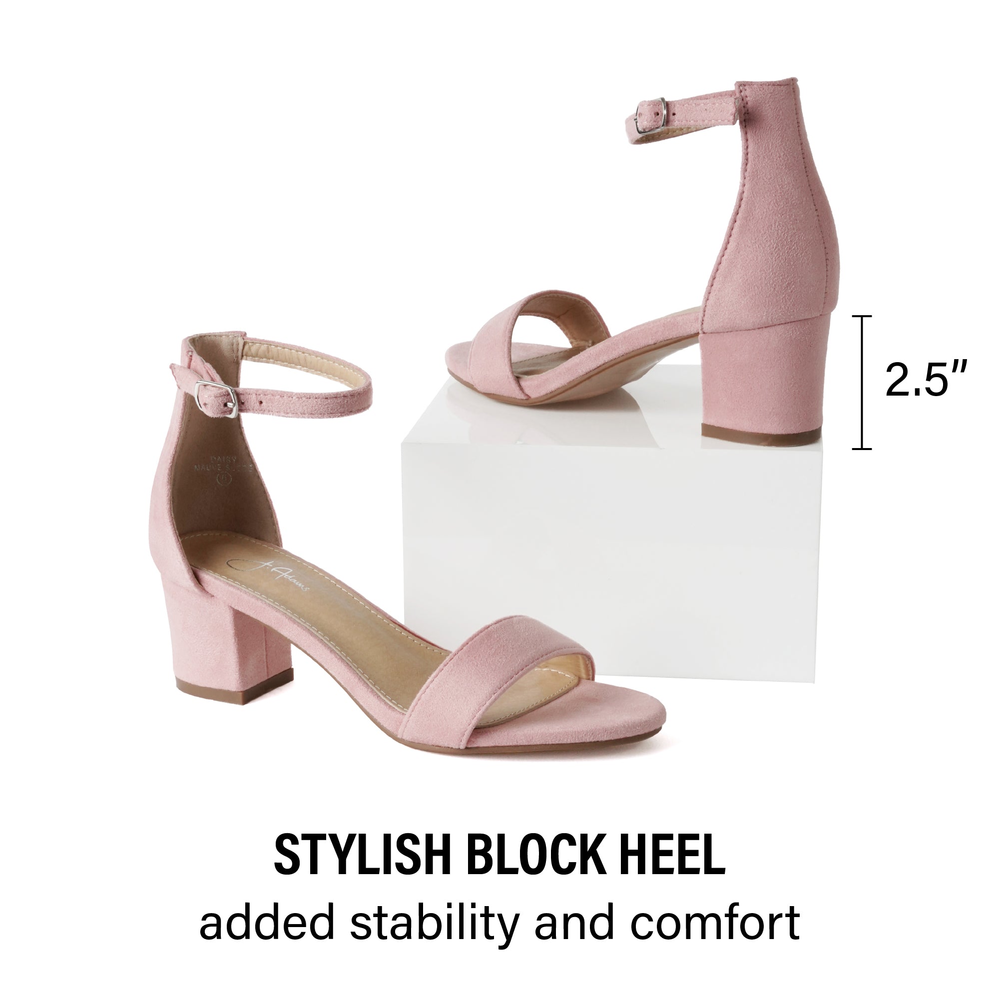 Ankle Strap Low Block Heels