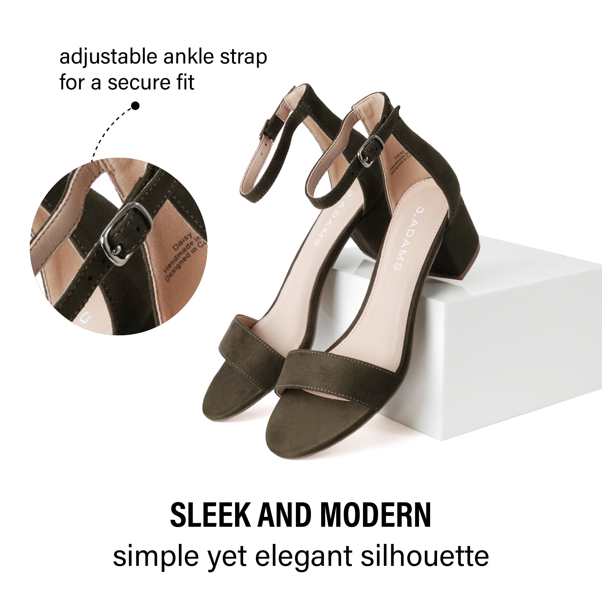 Ankle Strap Low Block Heels