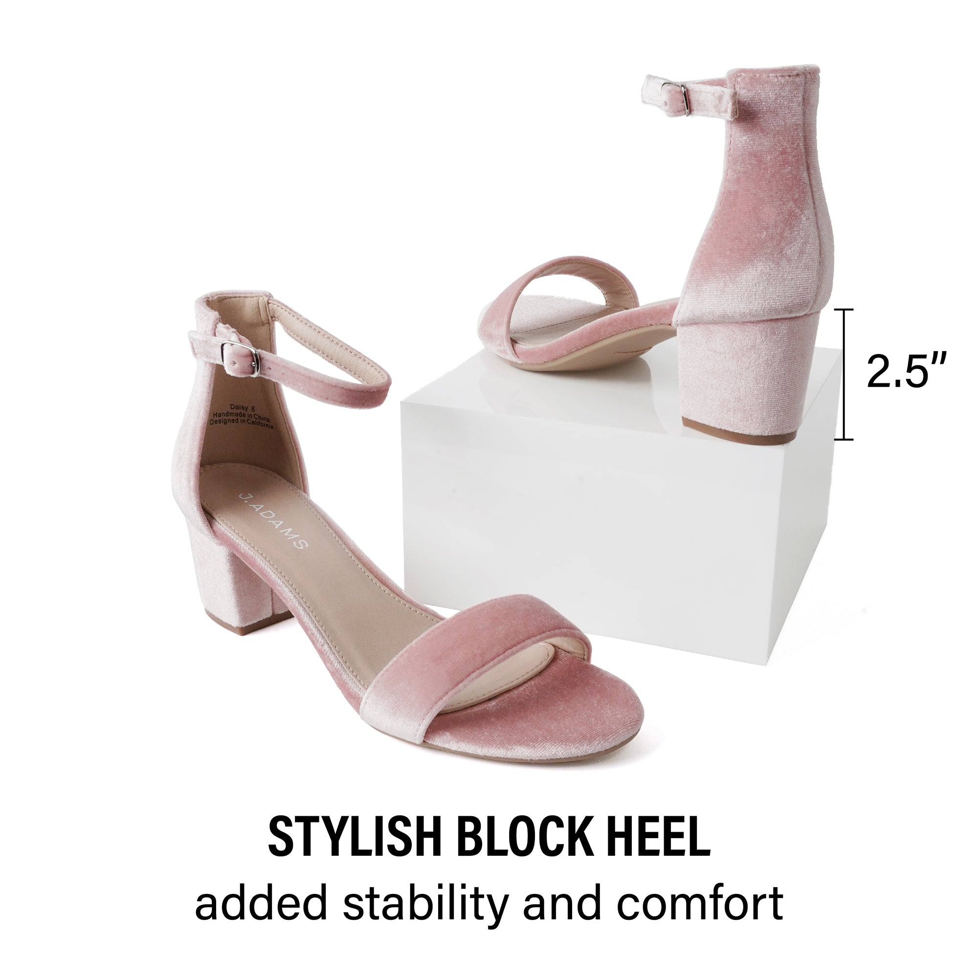 Ankle Strap Low Block Heels