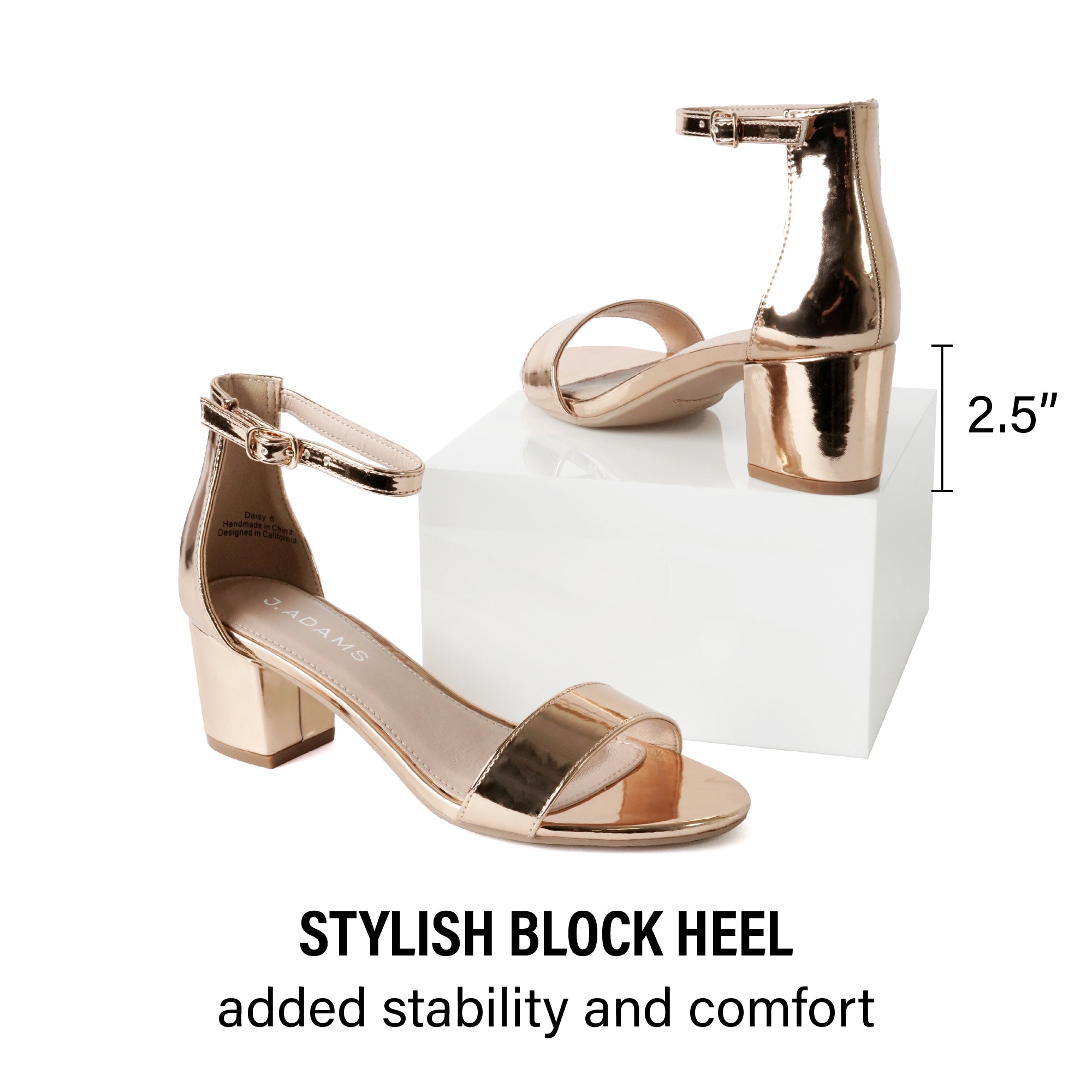 Ankle Strap Low Block Heels