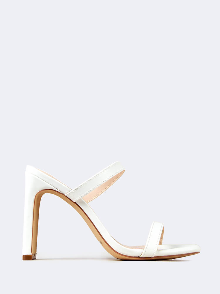 Square Open Toe Slip On Heeled Sandals